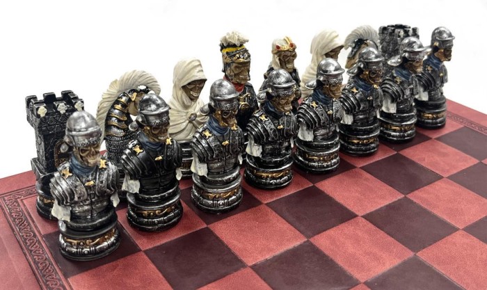 The  Skull Theme Resin Chess Pieces w/ Leather Board