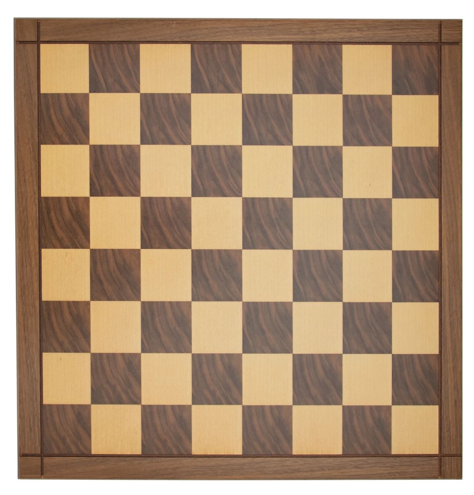 18 inch Walnut Chess Board with edging - 2 1/4 squares