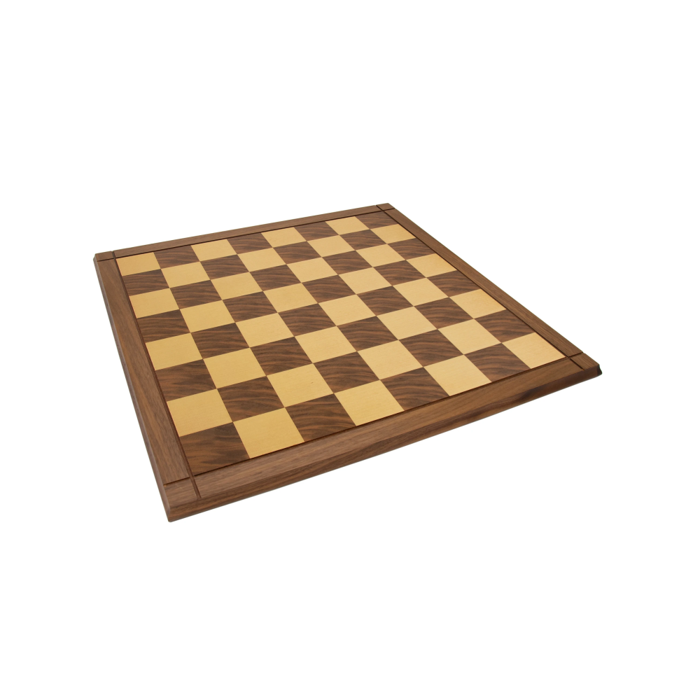 18 inch Walnut Chess Board with edging - 2 1/4 squares