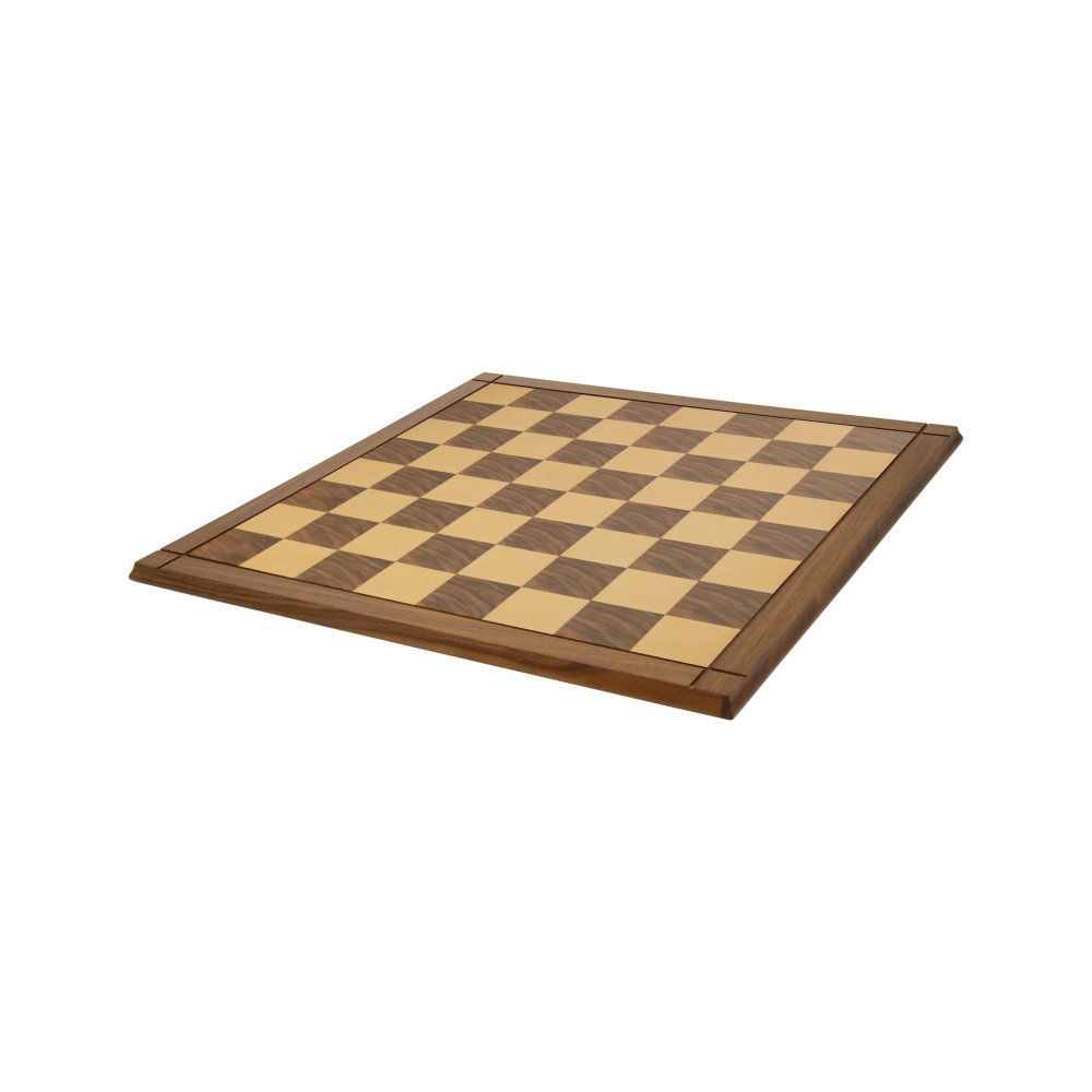 18 inch Walnut Chess Board with edging - 2 1/4 squares