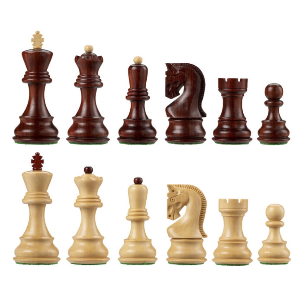Zagreb Wood Chess Pieces – Red wood / Boxwood – 3.7 inch King