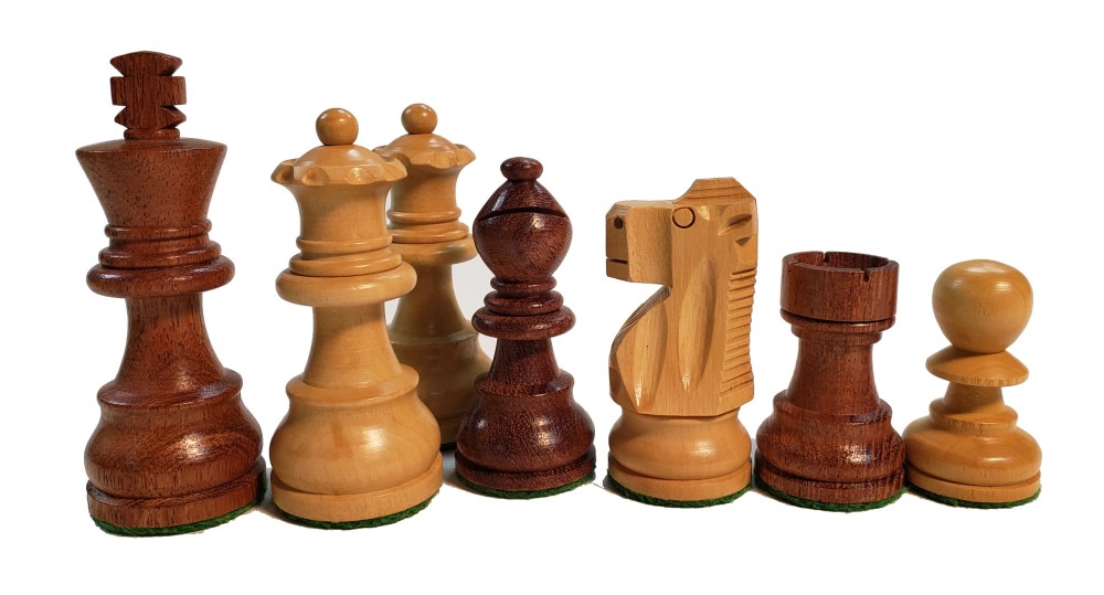3" Analysis Wood Chess Set - 4 Queens
