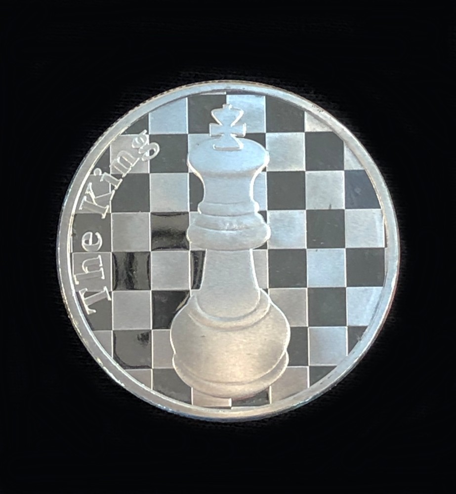 The King  - 1 Troy Oz  Pure Silver Chess Coin - 1 9/16 in. Dia.