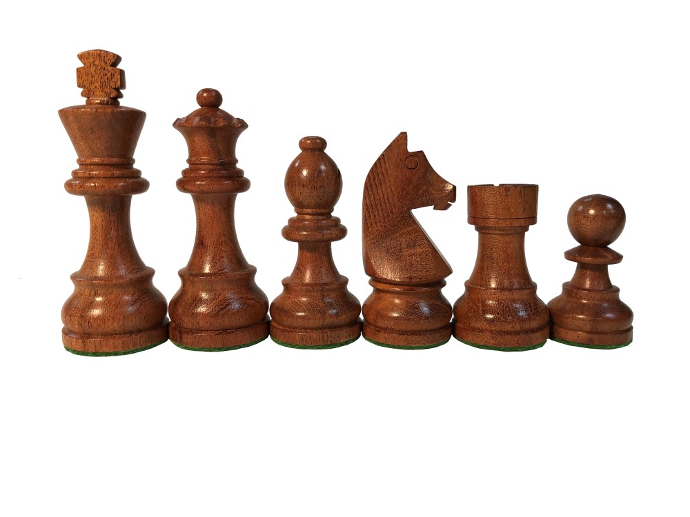 3 3/4" European Chess Set -Babulwood - 4 Queens - 3x Weighted