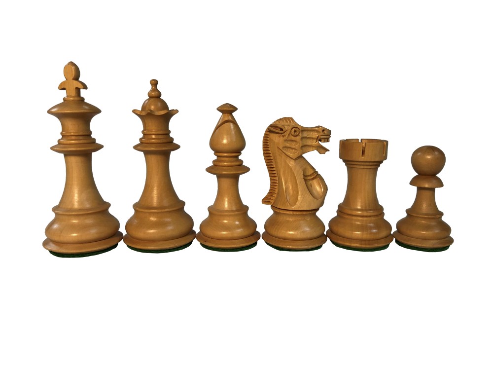 3 3/4" Fleur-de-lis Babulwood  Chess Set - 4 Queens - Weighted