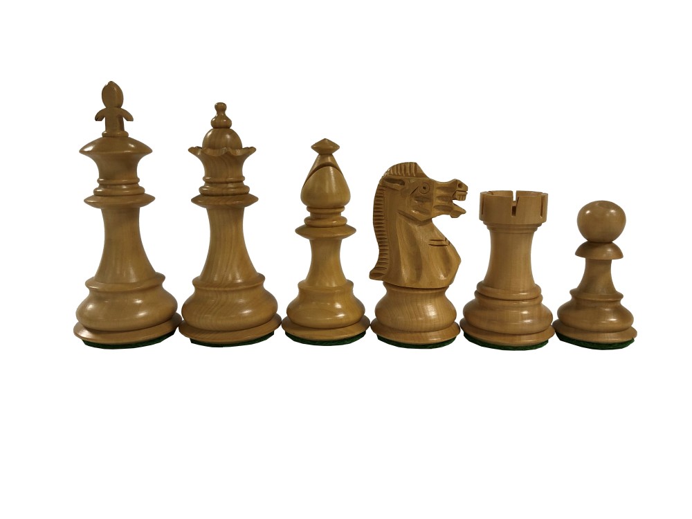 3 3/4"  Fleur de lis Anjanwood Chess Set - 4 Queens - Weighted