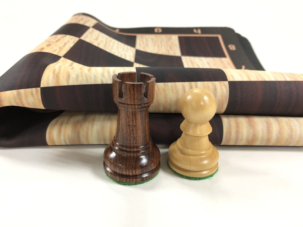 Anjun Ultimate - 4X Weight - Wood Chess Set w/ Black Burl Floppy Board