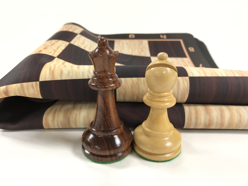 Anjun Ultimate - 4X Weight - Wood Chess Set w/ Black Burl Floppy Board