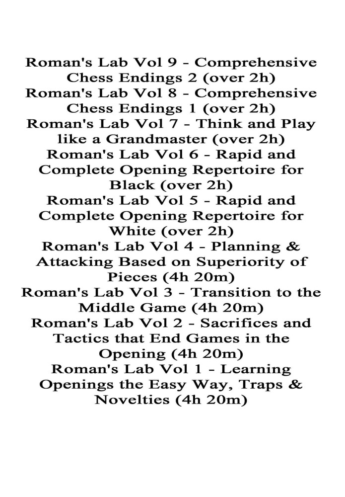 Roman's Lab Complete Digital Chess Catalog  1 - 117 on 5 Digital DVDs