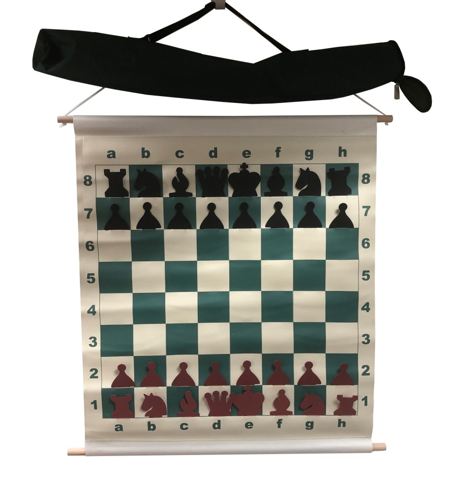 Slotted 27 in. Chess Demo Board - Red/Black Pieces - 3 in. Sq.