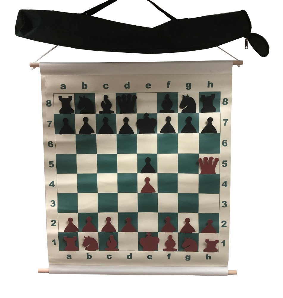 Slotted 27 in. Chess Demo Board - Red/Black Pieces - 3 in. Sq.