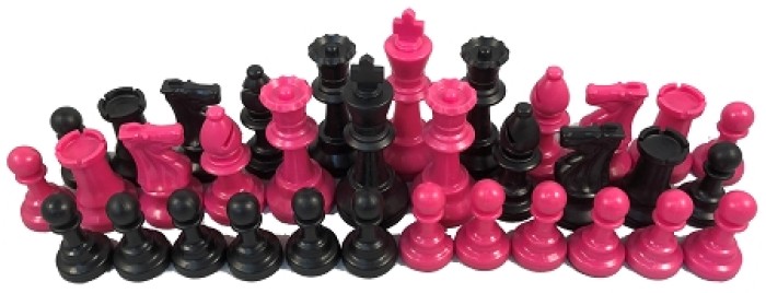 Pink and Black Chess Set