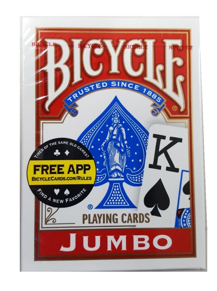 Bicycle Poker Jumbo Index Playing Cards - Red - New