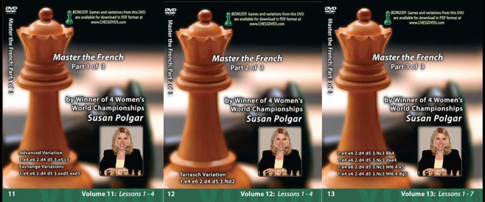 Susan Polgar Mastering the French 3 dvd Set Vols.11,12,13