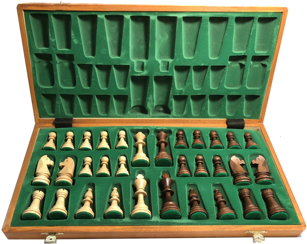 21" Tournament Chess Set No 6: Folding Wood board & Pieces