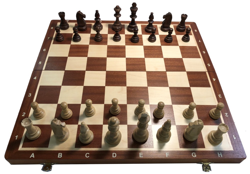 21" Tournament Chess Set No 6: Folding Wood board & Pieces