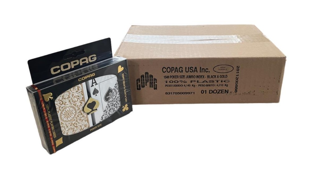 Poker Super Index 1546 Black Gold 12 Dual Deck COPAG Case