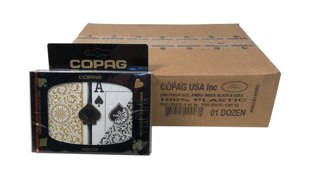 Poker Super Index 1546 Black Gold 12 Dual Deck COPAG Case